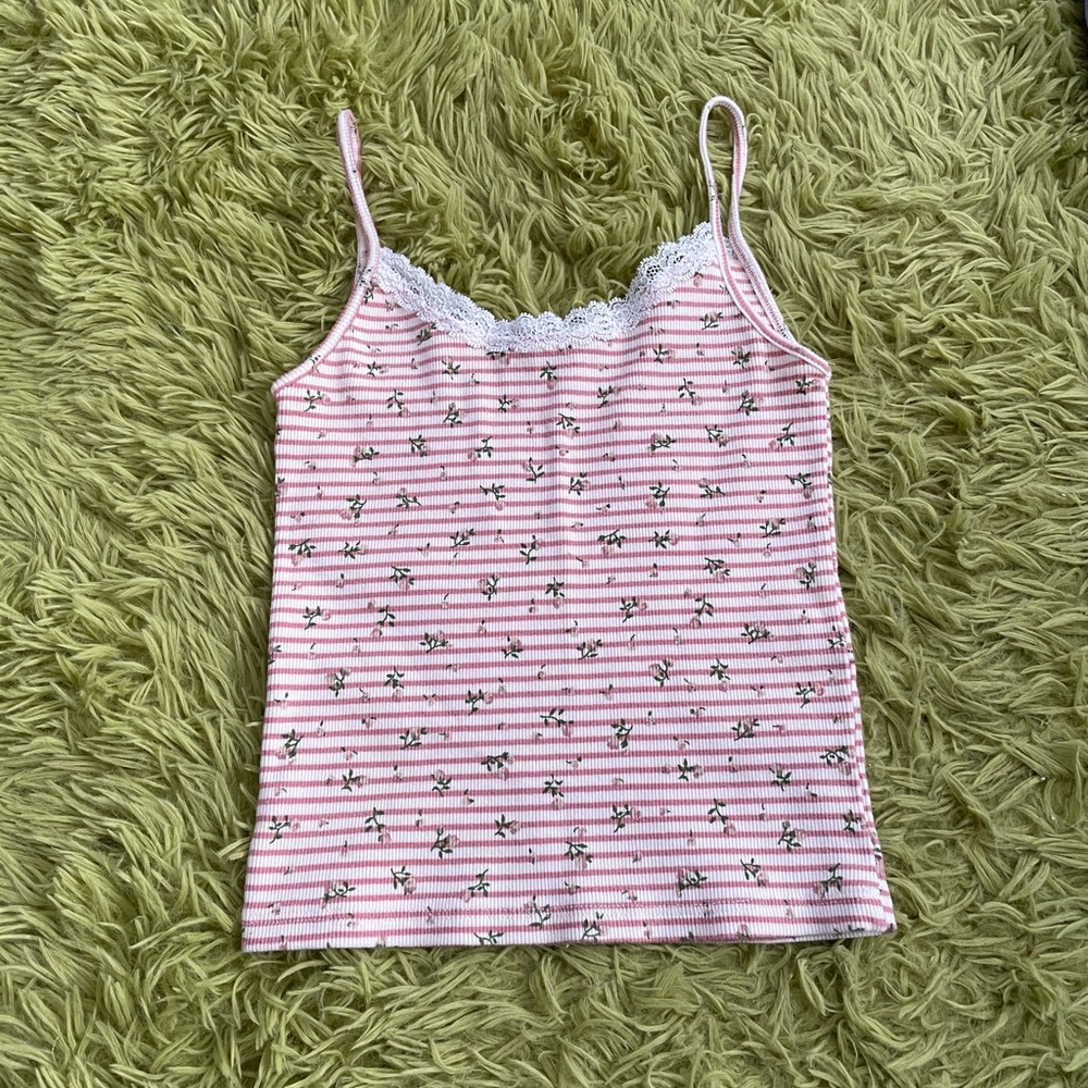 NWOT Striped Floral Lace Skylar Tank